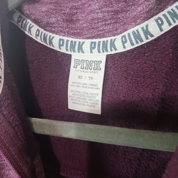 Victoria’s Secret Pink Women’s Xsmall Quarter Zip Cotton Maroon Collared Jacket - Picture 8 of 9